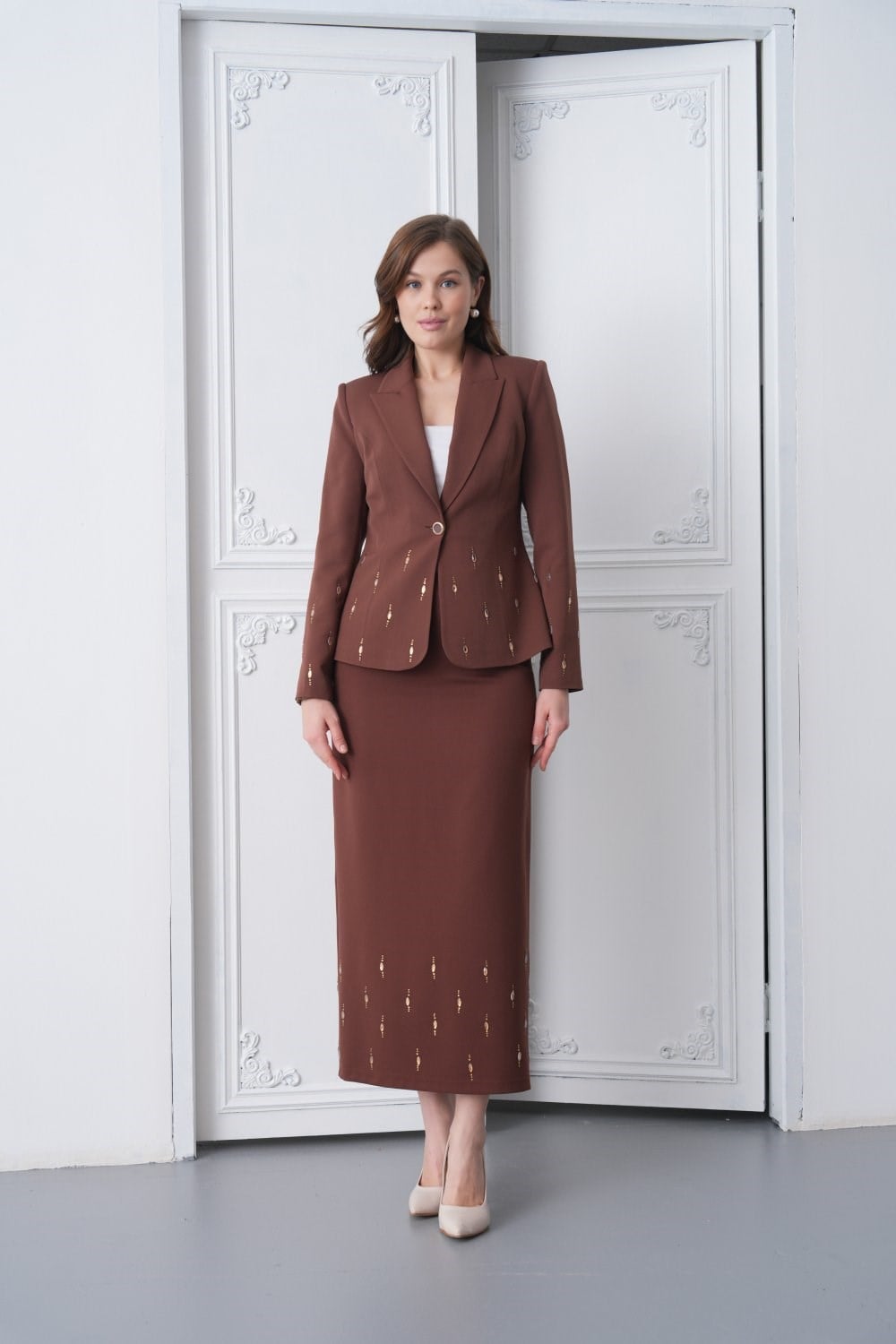 Wholesale Womens Brown Skirt Set