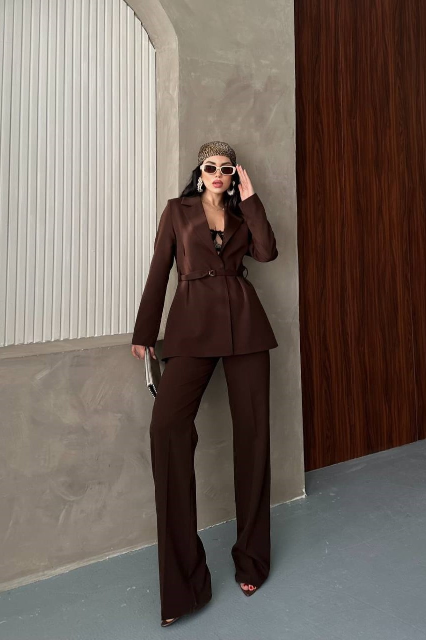 Wholesale Women's Brown Tracksuit Set 0044-2146