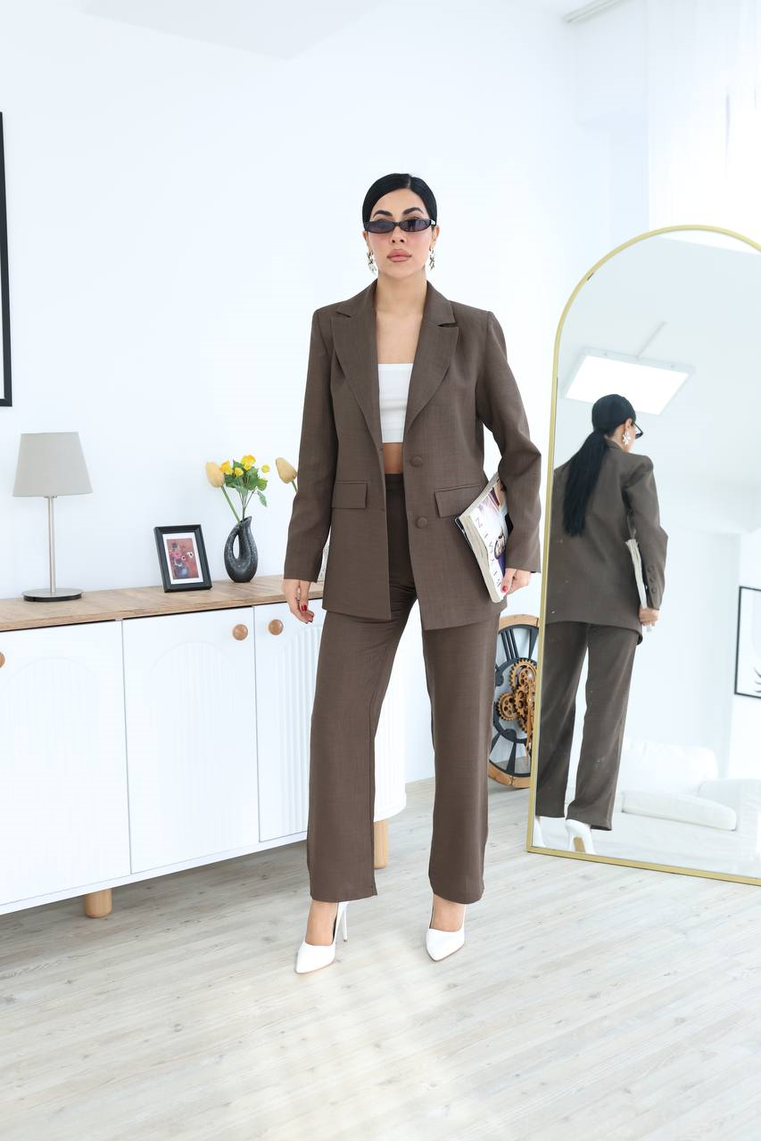 Wholesale Women's Brown Two-Piece Suit  0017-1054
