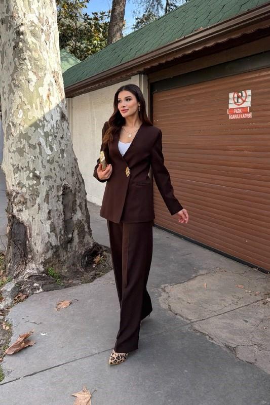 Wholesale Women's Brown Two-Piece Suit  0043-1126