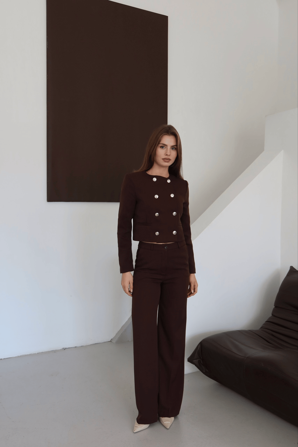 Wholesale Women's Brown Two-Piece Suit  0043-1122