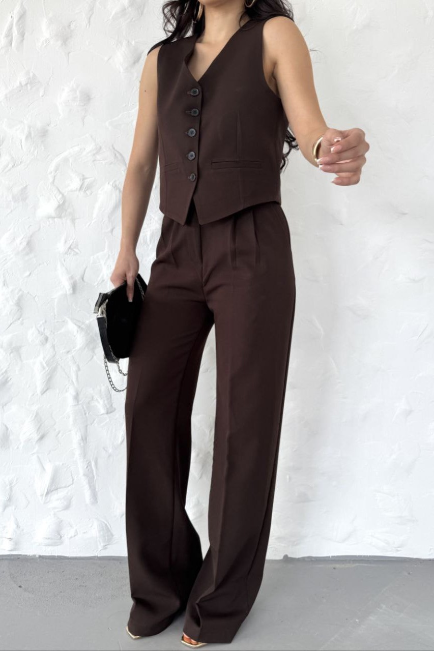 Wholesale Women's Brown Two-Piece Suit  0044-2092