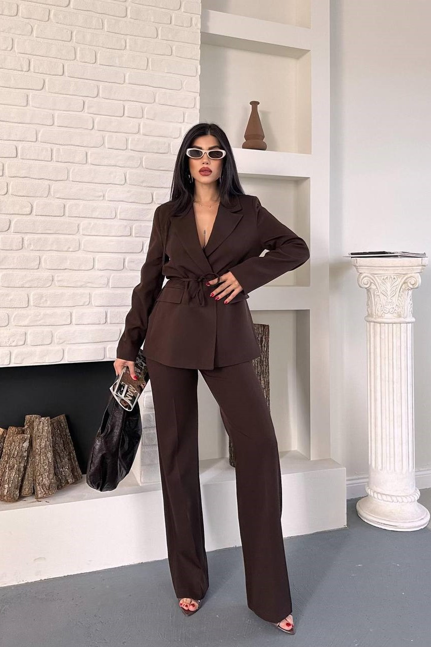 Wholesale Women's Brown Two-Piece Suit  0044-2127