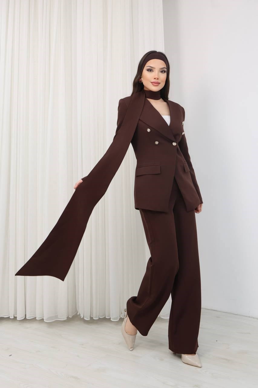Wholesale Women's Brown Two-Piece Suit  0017-1127