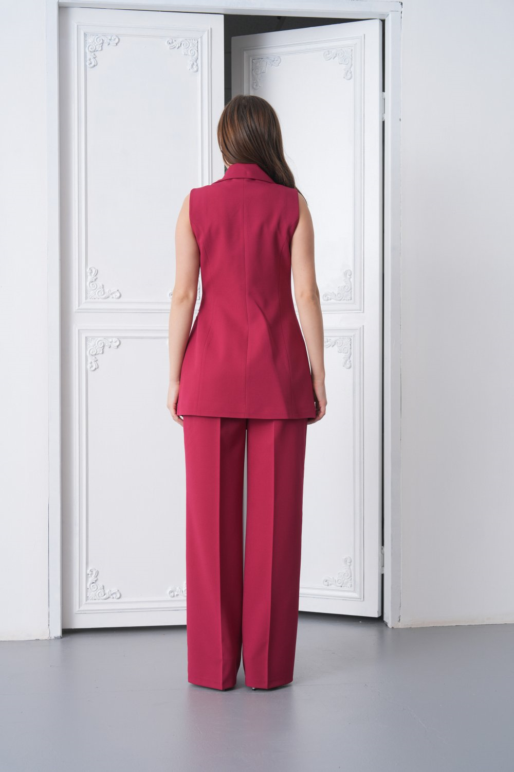 Wholesale Womens Burgundy Plus Size Two-Piece Suit