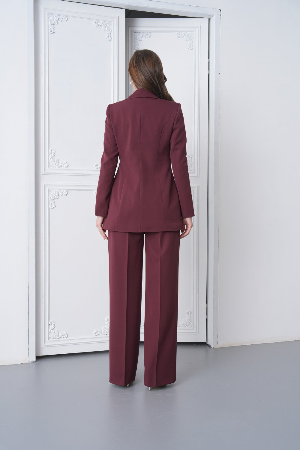 Wholesale Womens Burgundy Plus Size Two-Piece Suit 