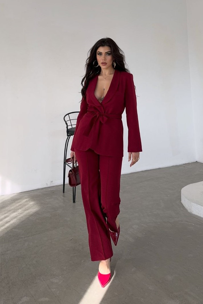 Wholesale Women's Burgundy Two-Piece Suit  0044-2096 