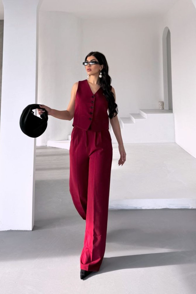 Wholesale Women's Burgundy Two-Piece Suit  0044-2092