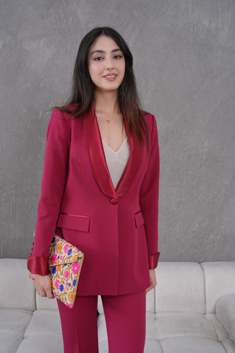 Wholesale Womens Burgundy Two-Piece Suit 