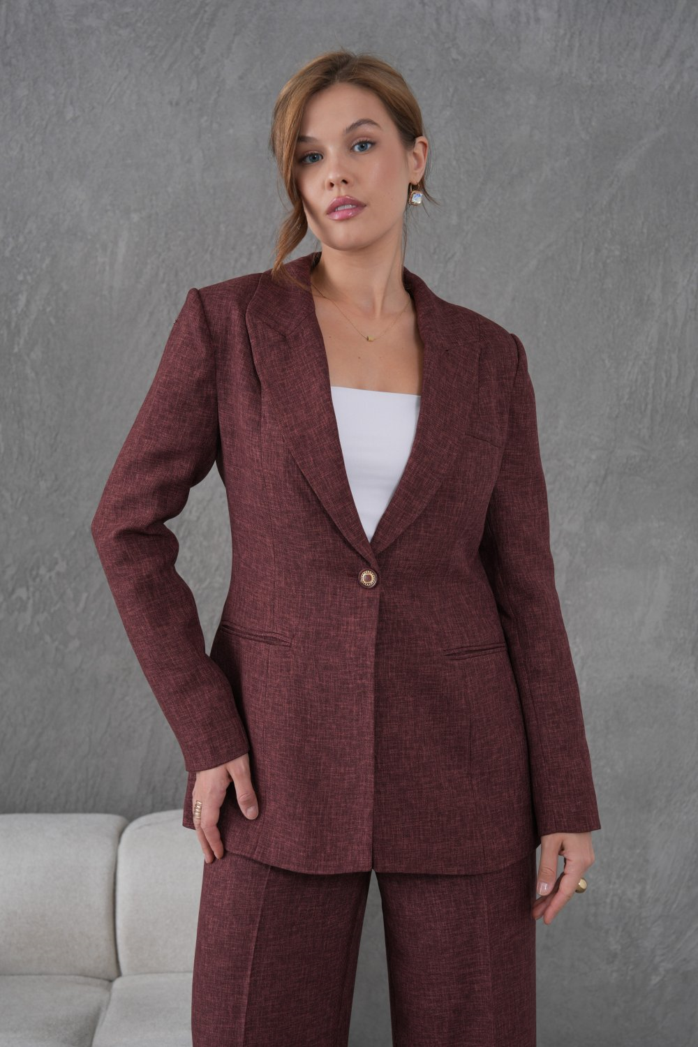 Wholesale Womens Burgundy Two-Piece Suit 