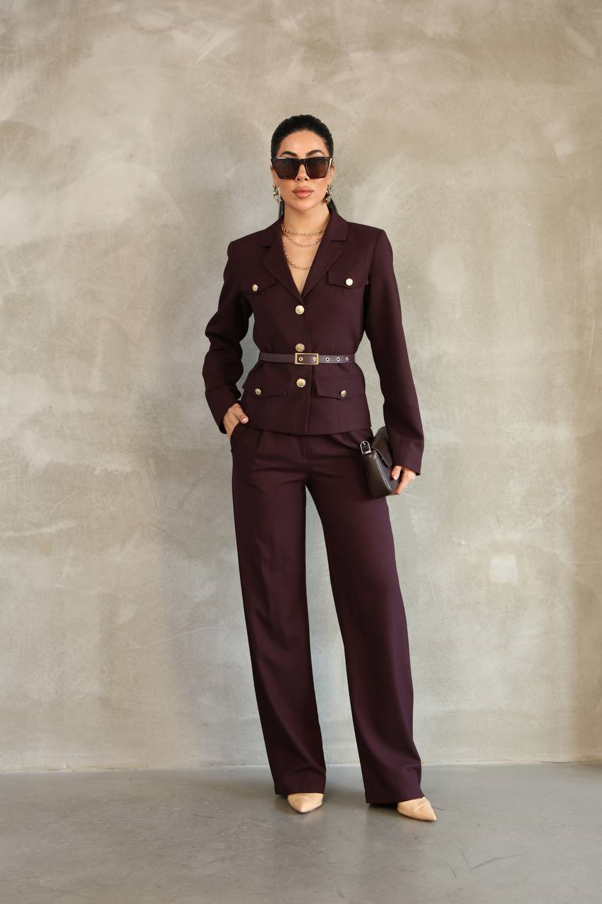 Wholesale Womens Burgundy Two-Piece Suit 
