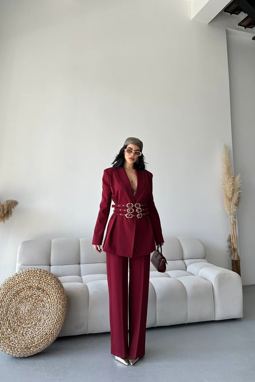 Wholesale Women's Burgundy Two-Piece Suit  0044-2126