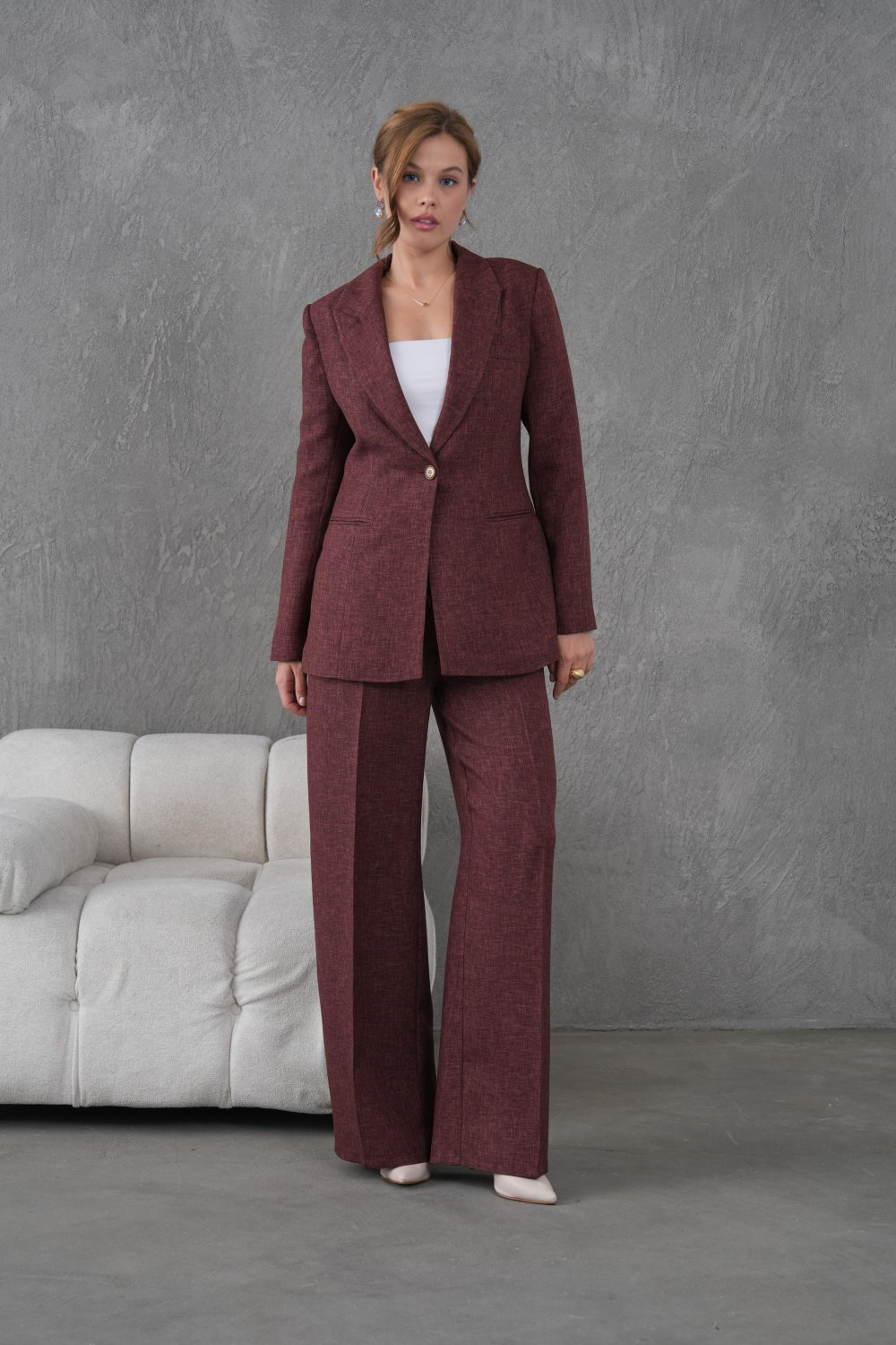 Wholesale Womens Burgundy Two-Piece Suit 