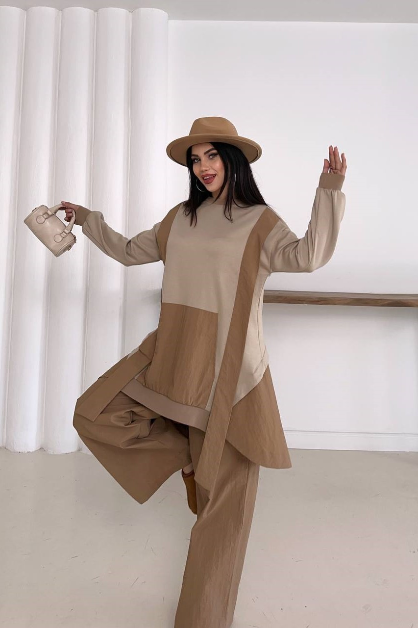 Wholesale Women's Camel Tracksuit Set 0044-0038