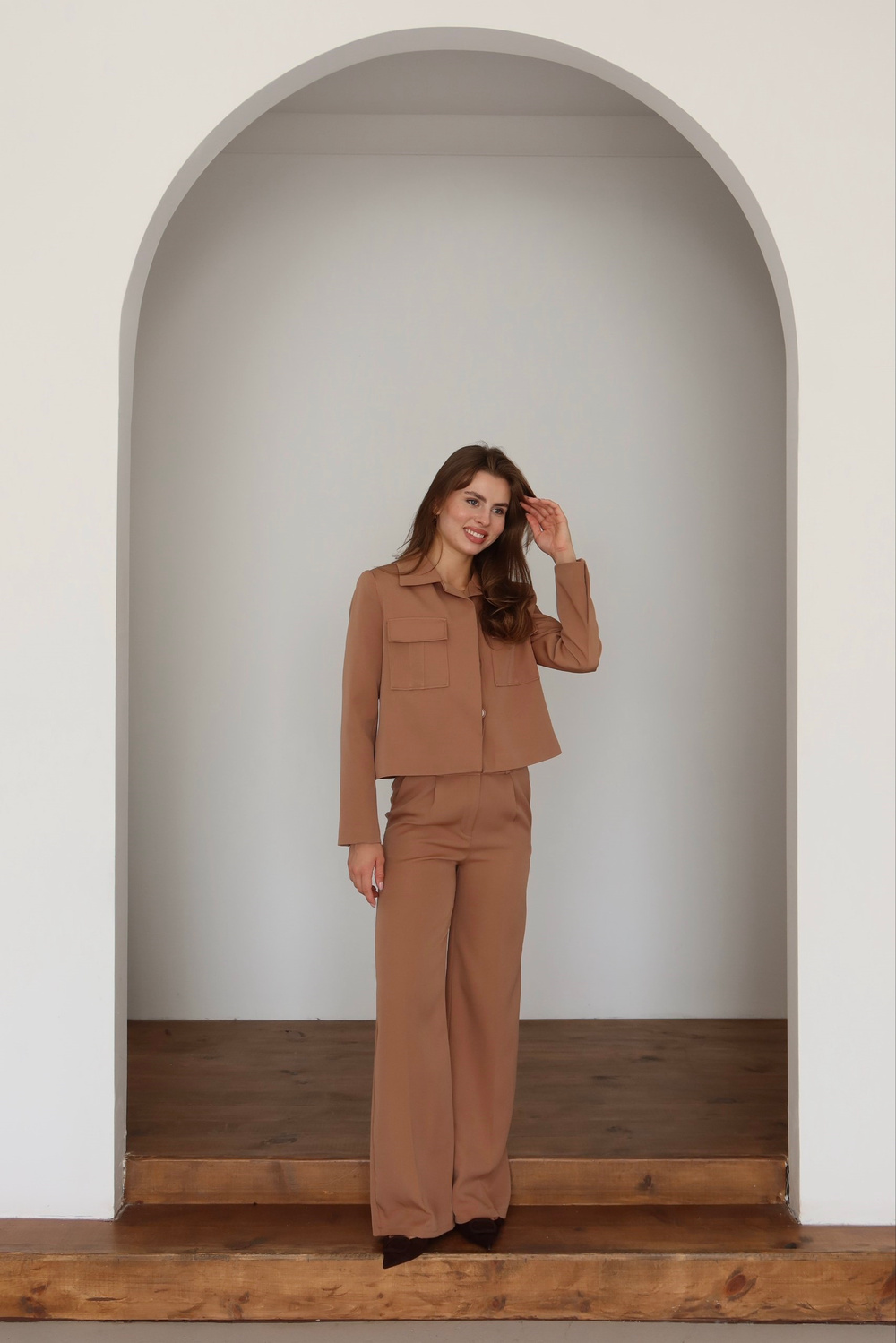 Wholesale Women's Camel Two-Piece Suit  0043-1117