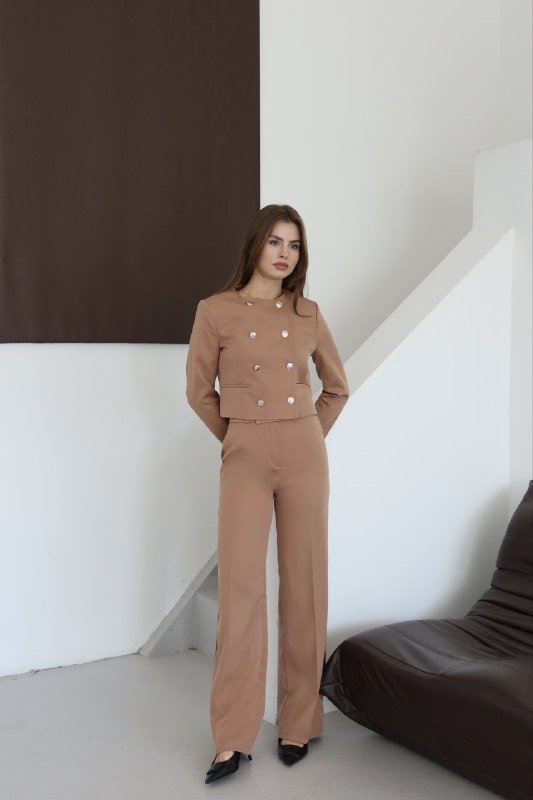 Wholesale Women's Camel Two-Piece Suit  0043-1122