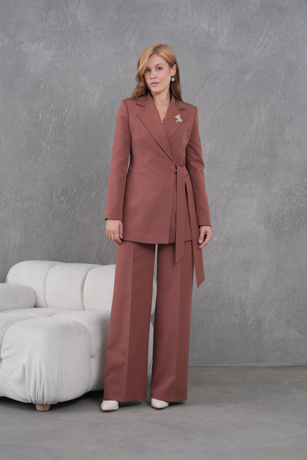 Wholesale Womens Coffee Brown Two-Piece Suit 