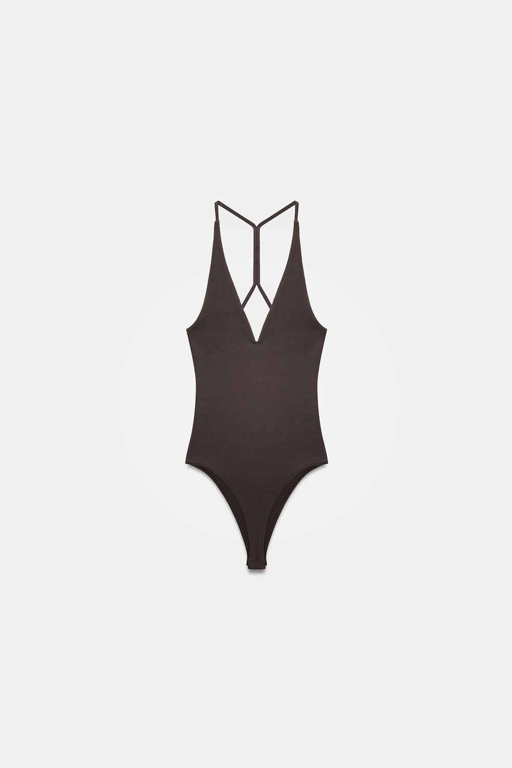 Wholesale Womens Dark Brown Cross-Back Cotton Bodysuit