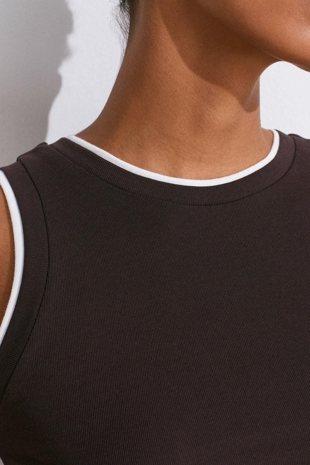 Wholesale Womens Dark Brown Double-Look Tank Top