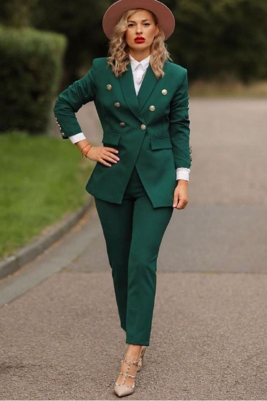 Wholesale Women's Dark Green Two-Piece Suit  0044-2059 