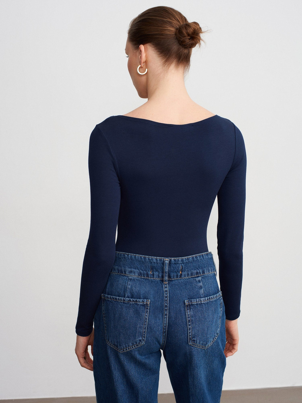 Wholesale Womens Dark Navy Scoop-Neck Bodysuit