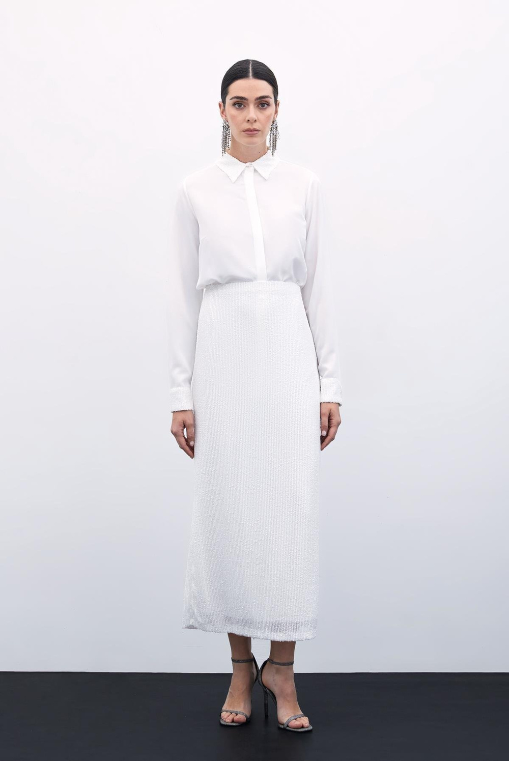 Wholesale Womens Ecru Sequined Skirt