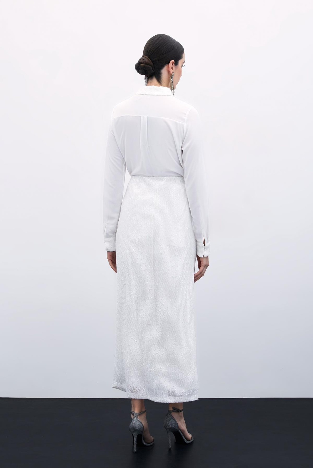 Wholesale Womens Ecru Sequined Skirt