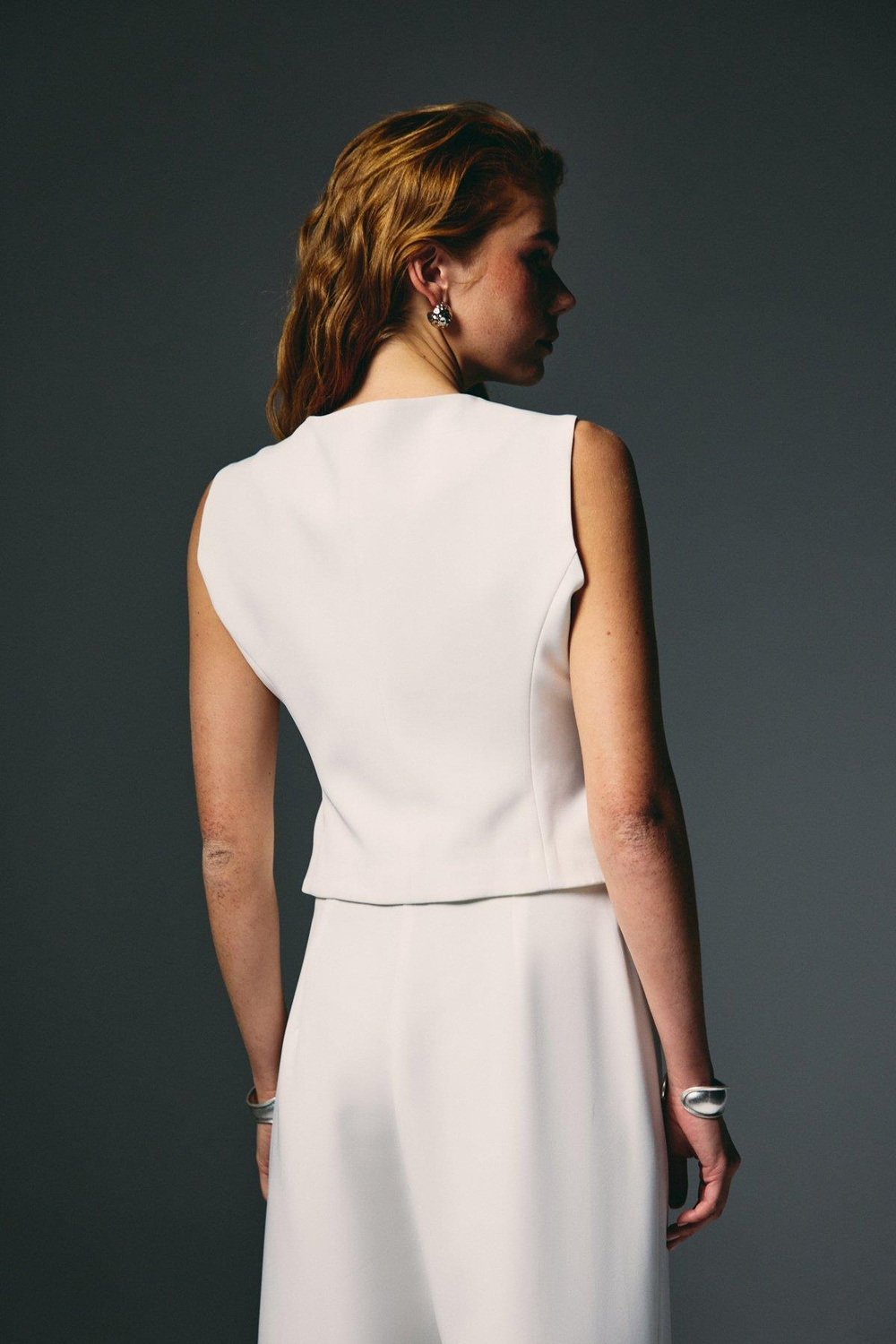 Wholesale Womens Ecru Single-Breasted Waistcoat