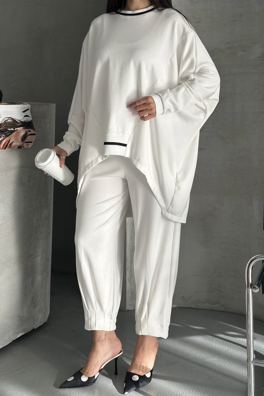 Wholesale Women's Ecru Tracksuit Set 0044-0041