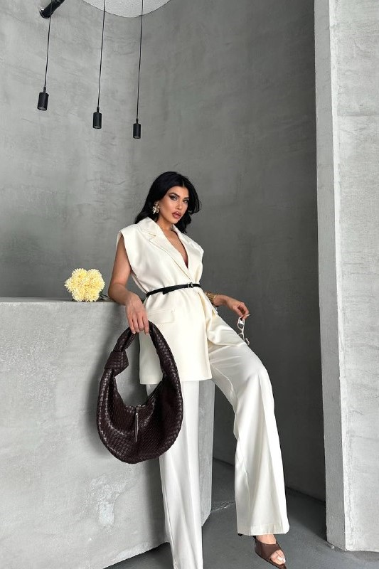 Wholesale Women's Ecru Two-Piece Suit  0044-2128 