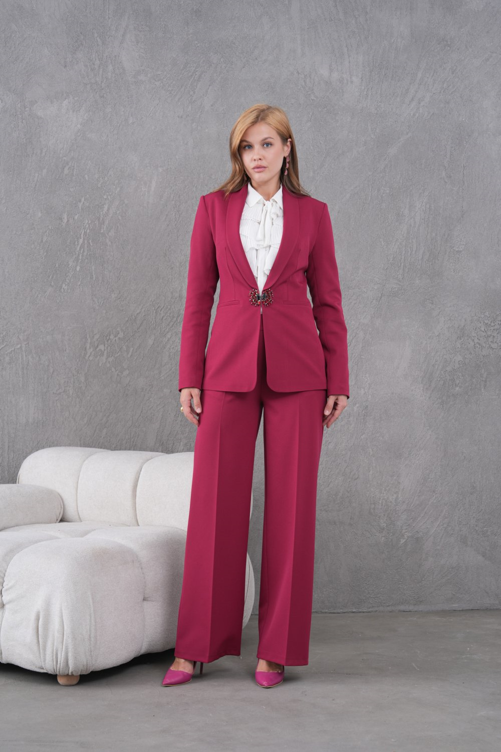 Wholesale Womens Fuchsia Two-Piece Suit 