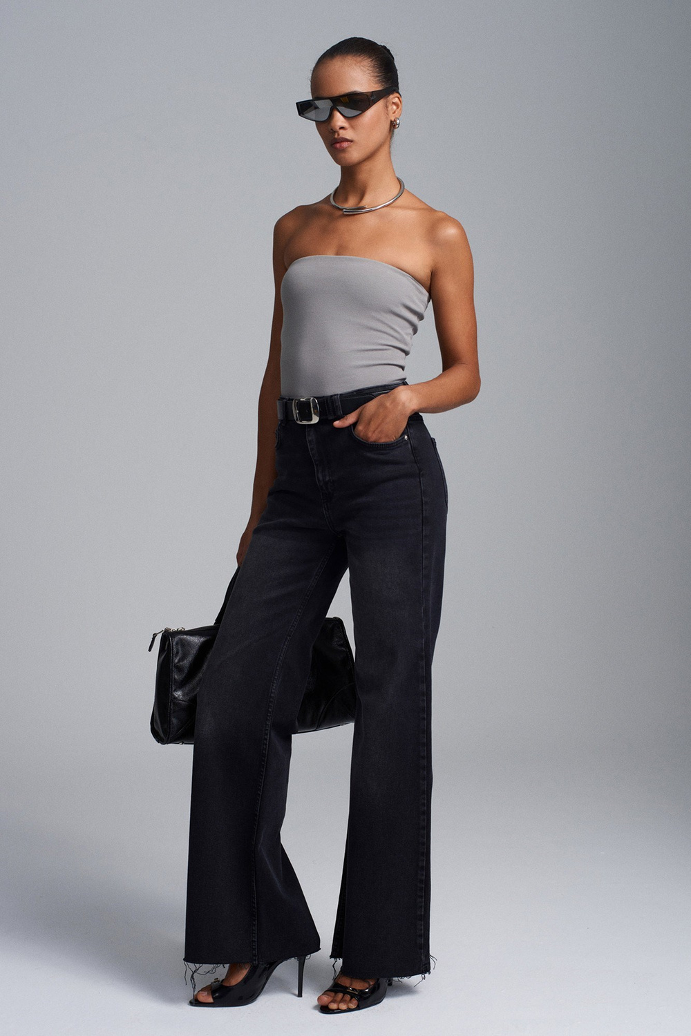 Wholesale Womens Gray Bandeau Top