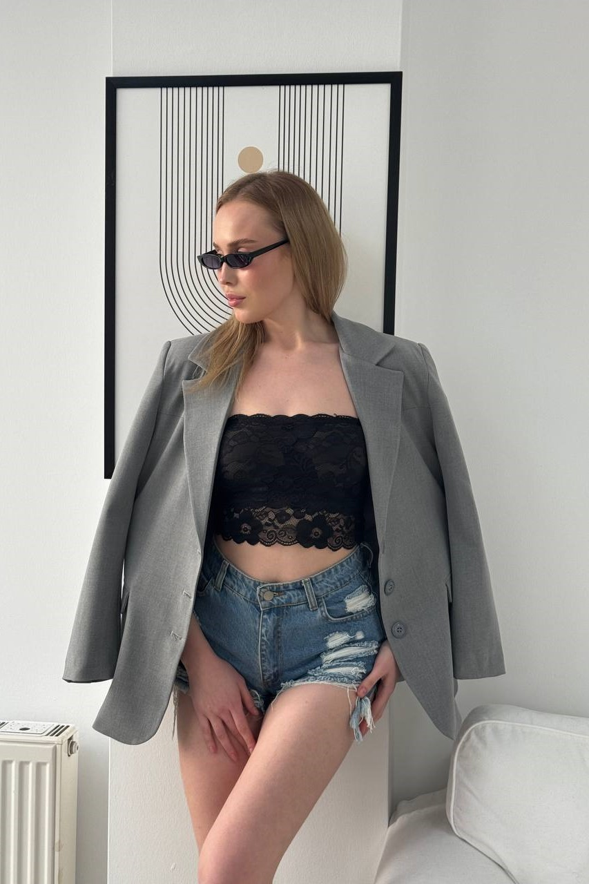 Wholesale Women's Gray Blazer 0017-1411 