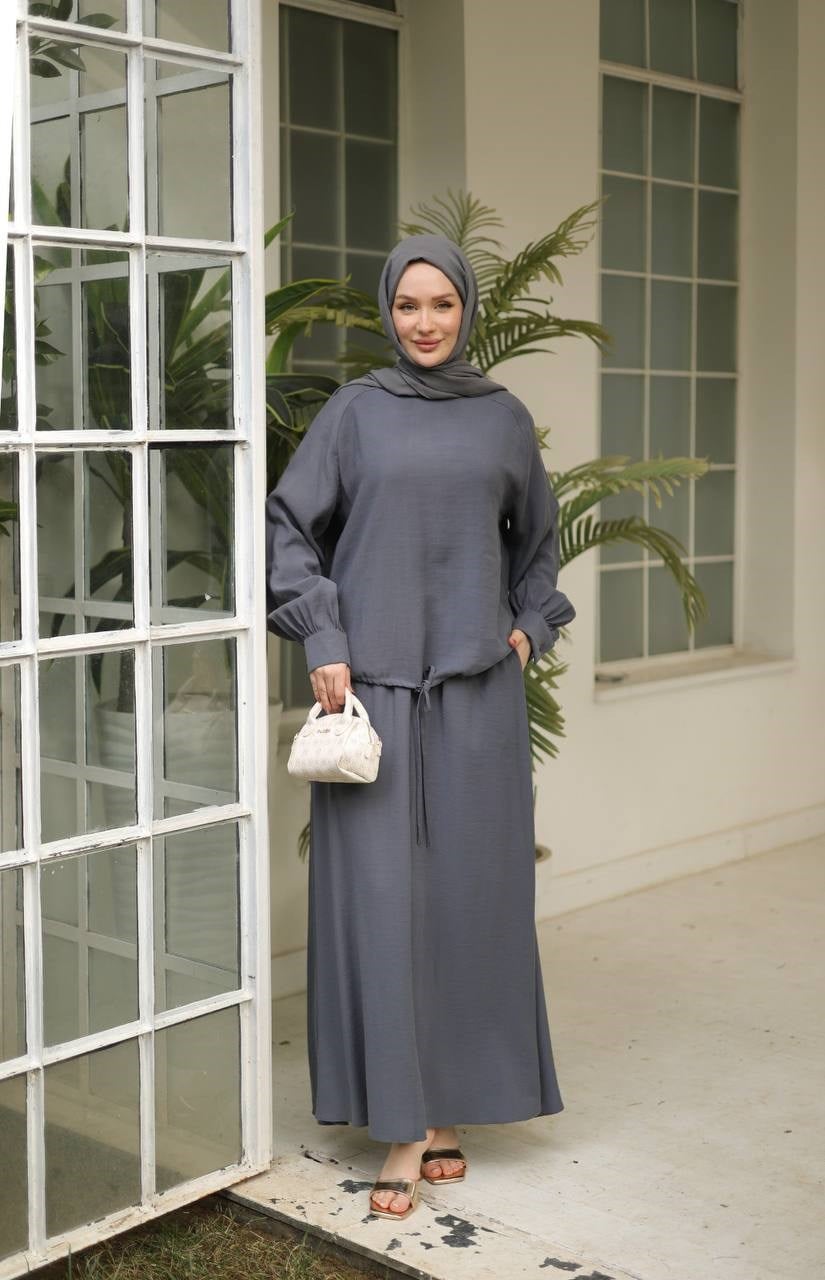 Wholesale Womens Gray Maxi Hijab Dress