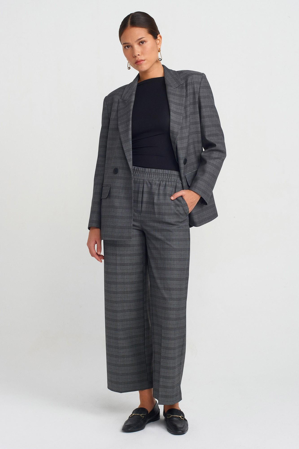 Wholesale Womens Gray Plaid Trousers