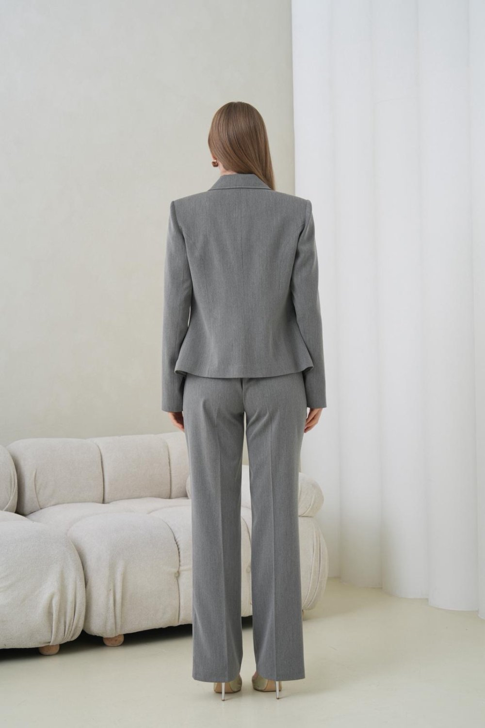 Wholesale Womens Gray Plus Size Two-Piece Suit 