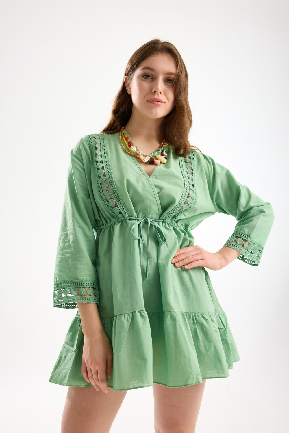 Wholesale Womens Green Beach Cover-Up Dress