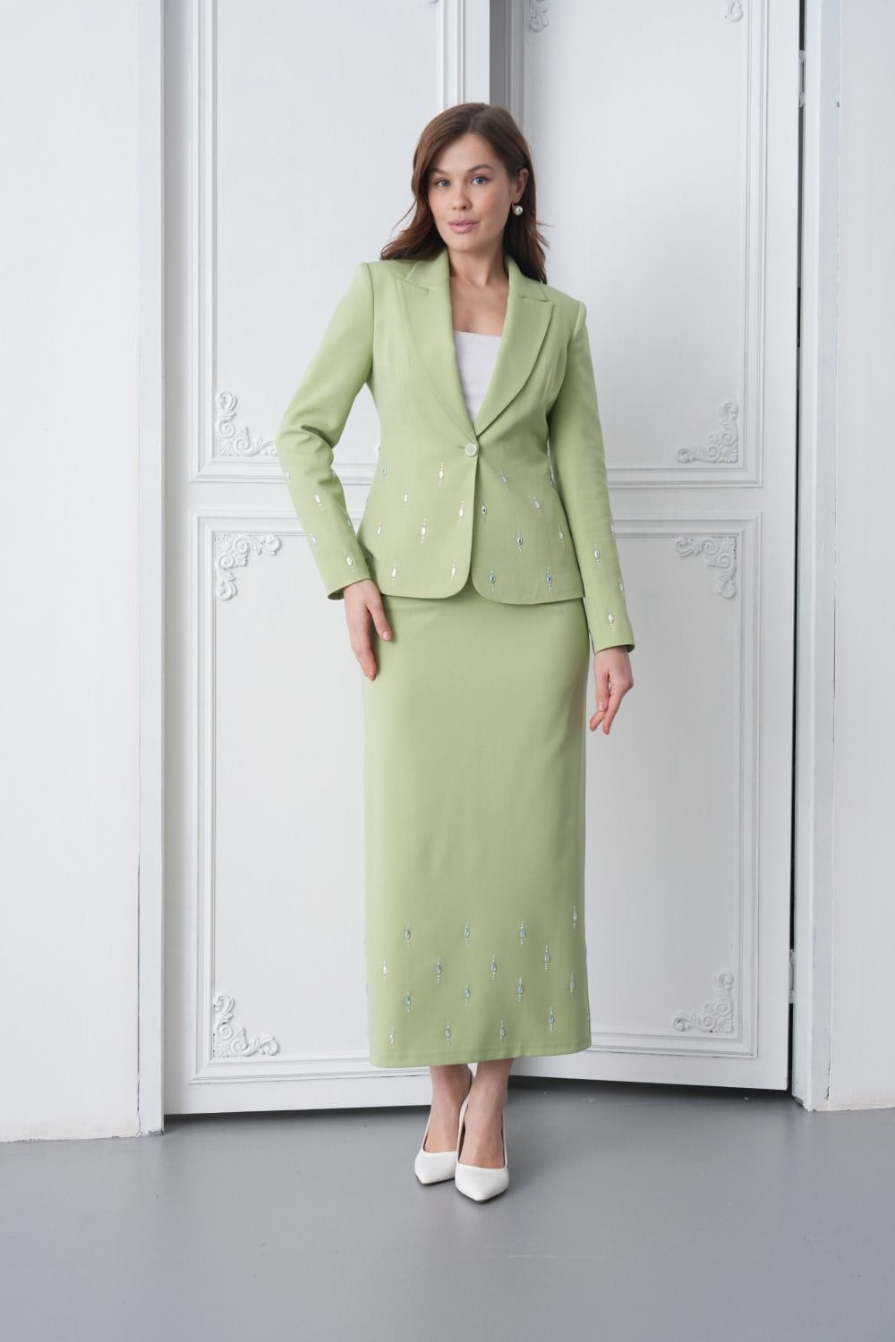 Wholesale Womens Green Plus Size Skirt Set