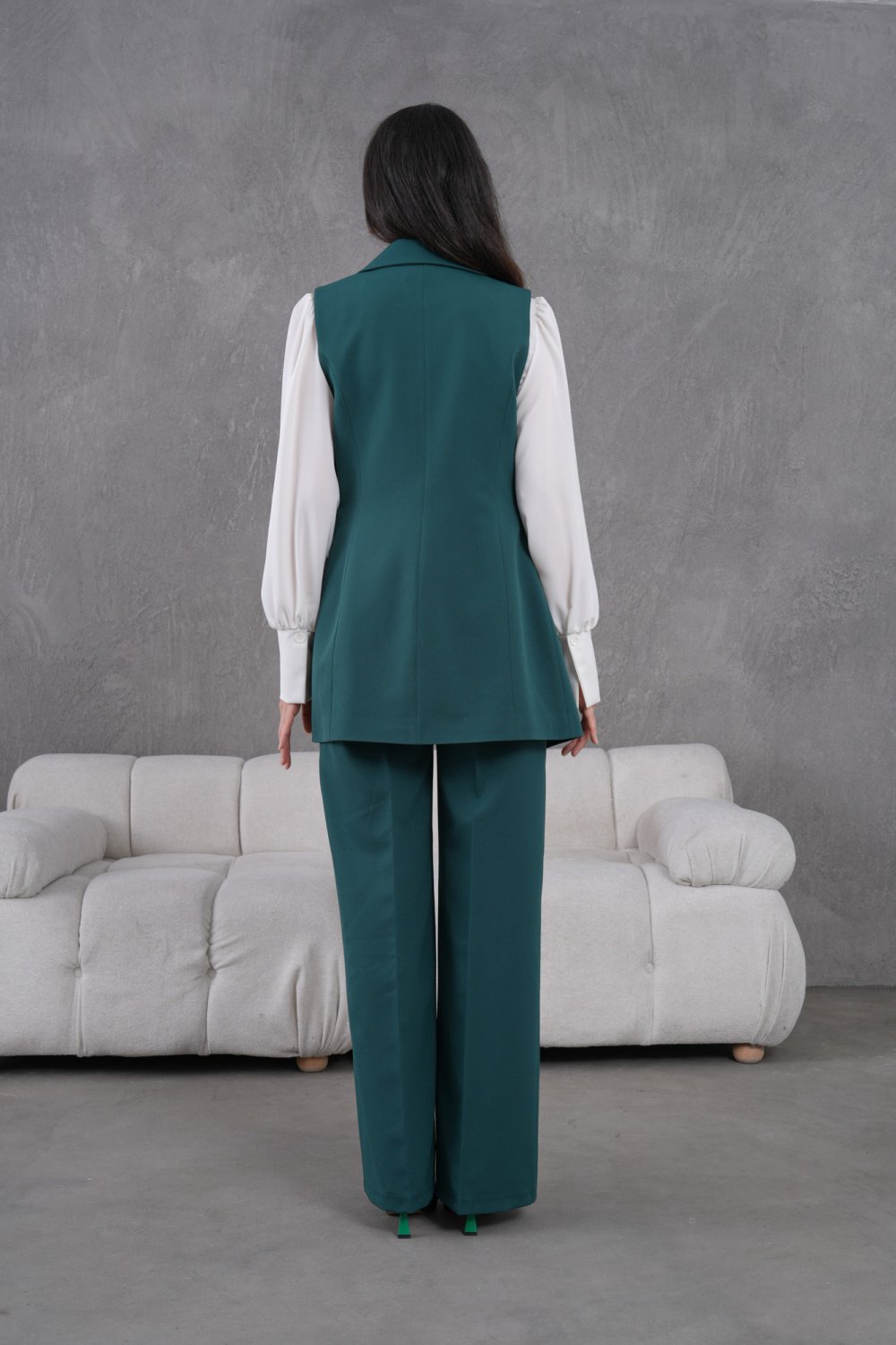 Wholesale Womens Green Plus Size Two-Piece Suit