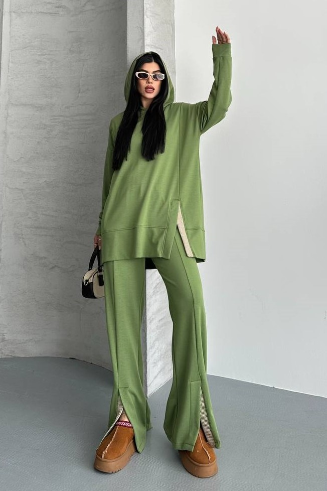 Wholesale Women's Green Tracksuit Set 0044-0037