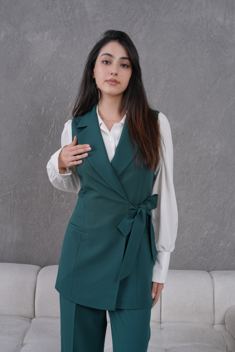 Wholesale Womens Green Two-Piece Suit 