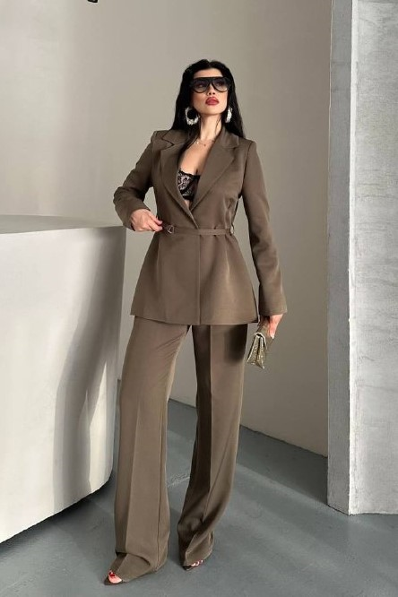 Wholesale Women's Khaki Tracksuit Set 0044-2146