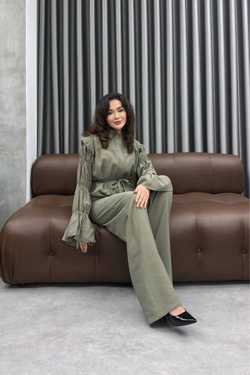 Wholesale Womens Khaki Two-Piece Hijab Set