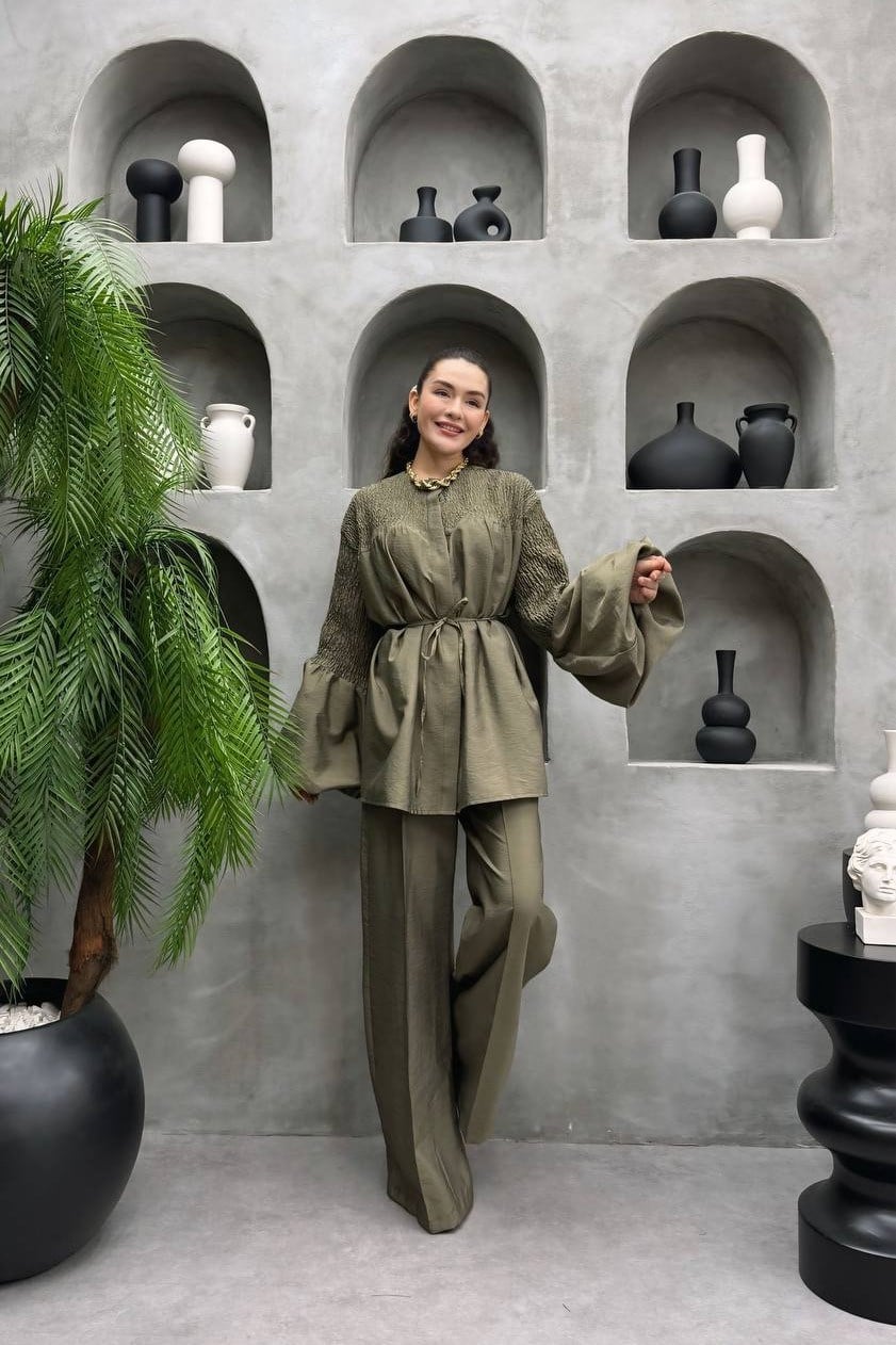 Wholesale Womens Khaki Two-Piece Hijab Set