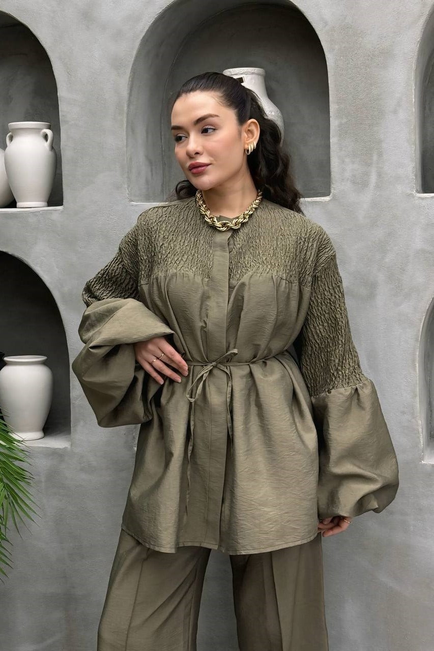 Wholesale Womens Khaki Two-Piece Hijab Set