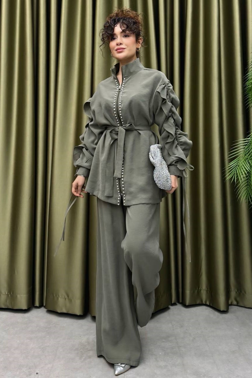 Wholesale Womens Khaki Two-Piece Hijab Set