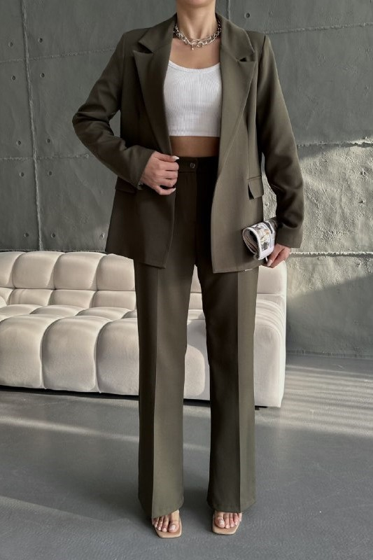Wholesale Women's Khaki Two-Piece Suit  0044-2099 