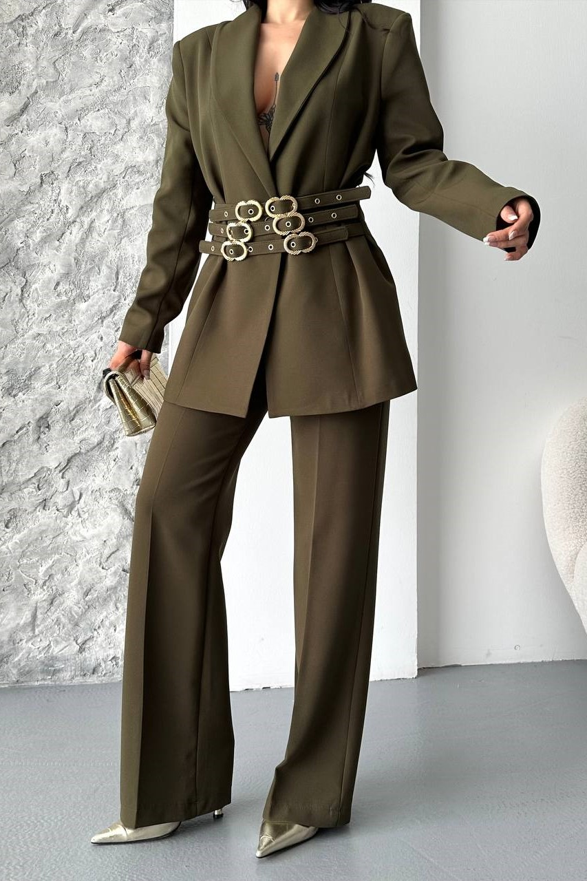 Wholesale Women's Khaki Two-Piece Suit  0044-2126