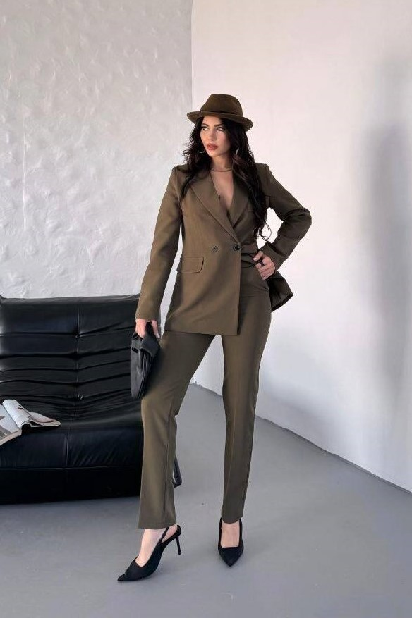 Wholesale Women's Khaki Two-Piece Suit  0044-2110-1