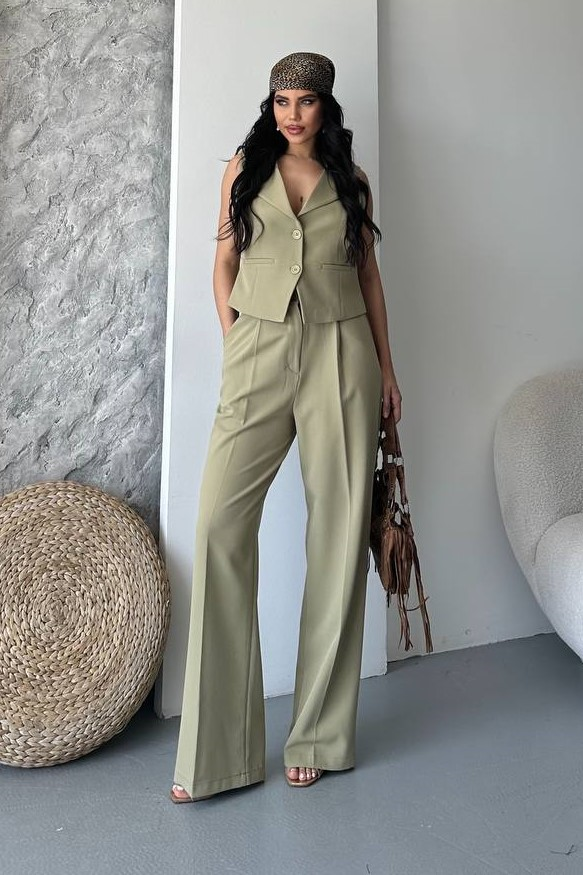 Wholesale Women's Khaki Two-Piece Suit  0044-2129 